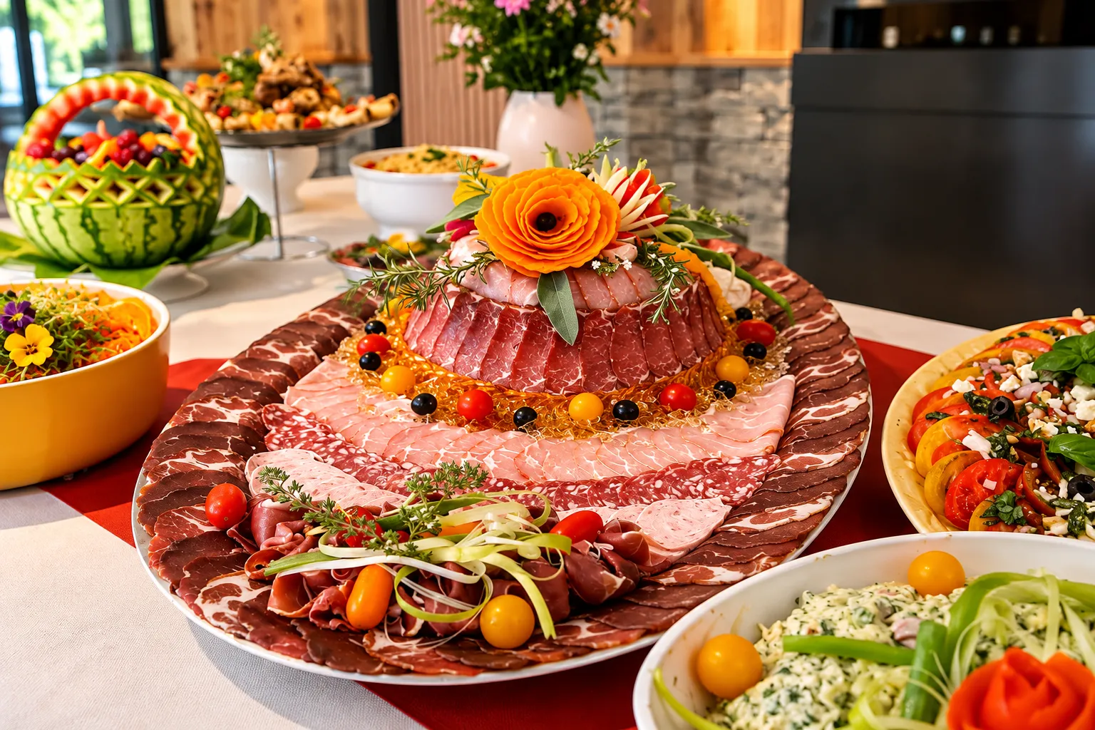 Buffet charcuterie salade